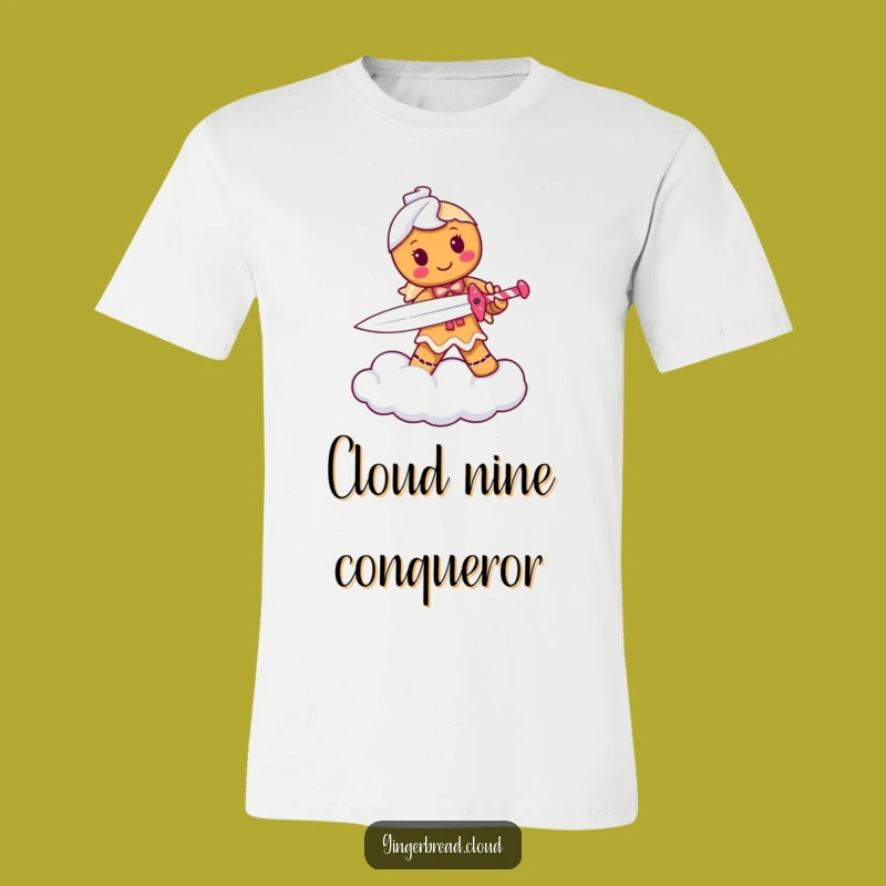 Funny Gingerbread Candy Cane Warrior T-Shirt: Determined Hero on a Cloud, Hilarious Gift