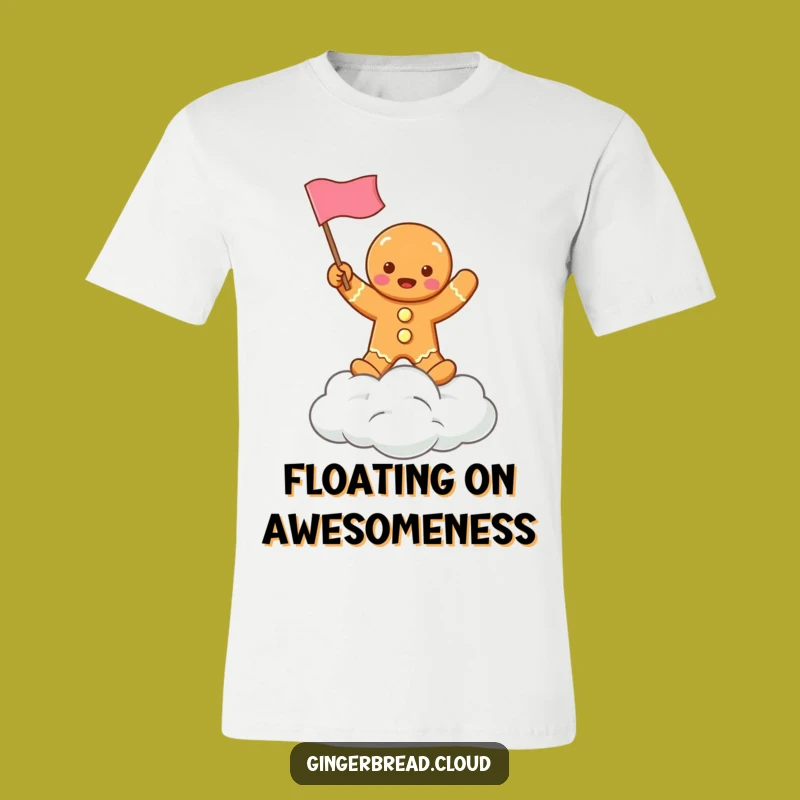 Funny Gingerbread Cloud Waving Flag T-Shirt - Hilarious Holiday Tee for Festivities