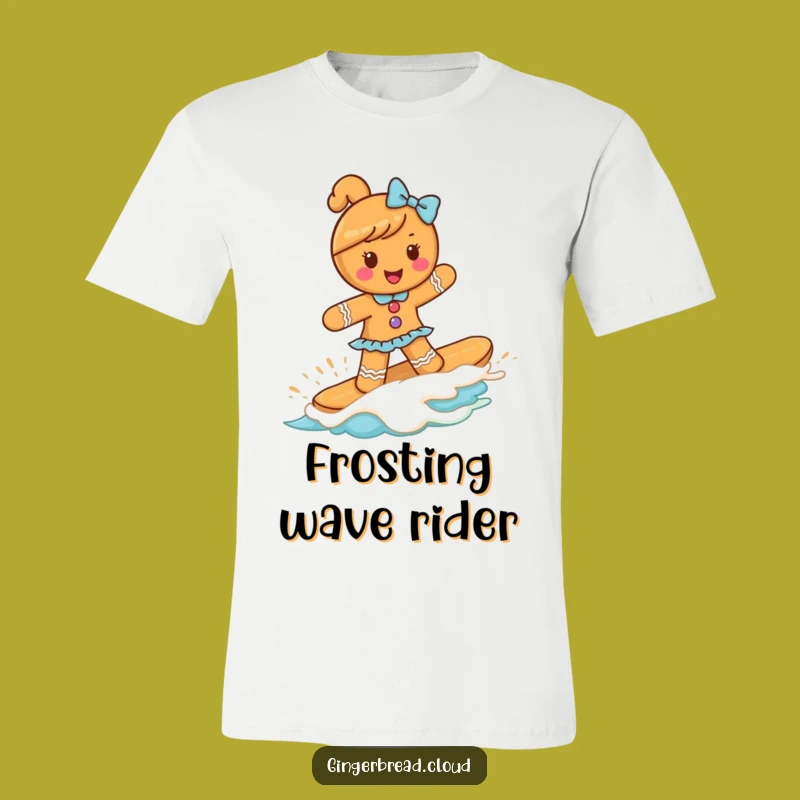 Funny Gingerbread Girl Surfing Frosting Tee: Hilarious Holiday Humor Apparel Gift