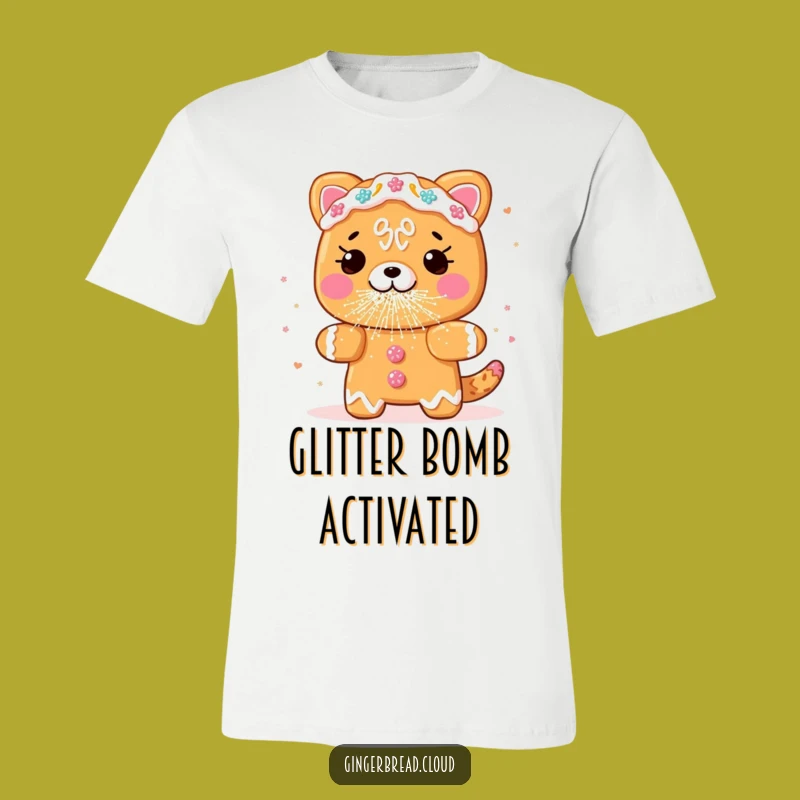 Funny Gingerbread Glitter Sneeze T-Shirt - Comical Animal Holiday Apparel Gift