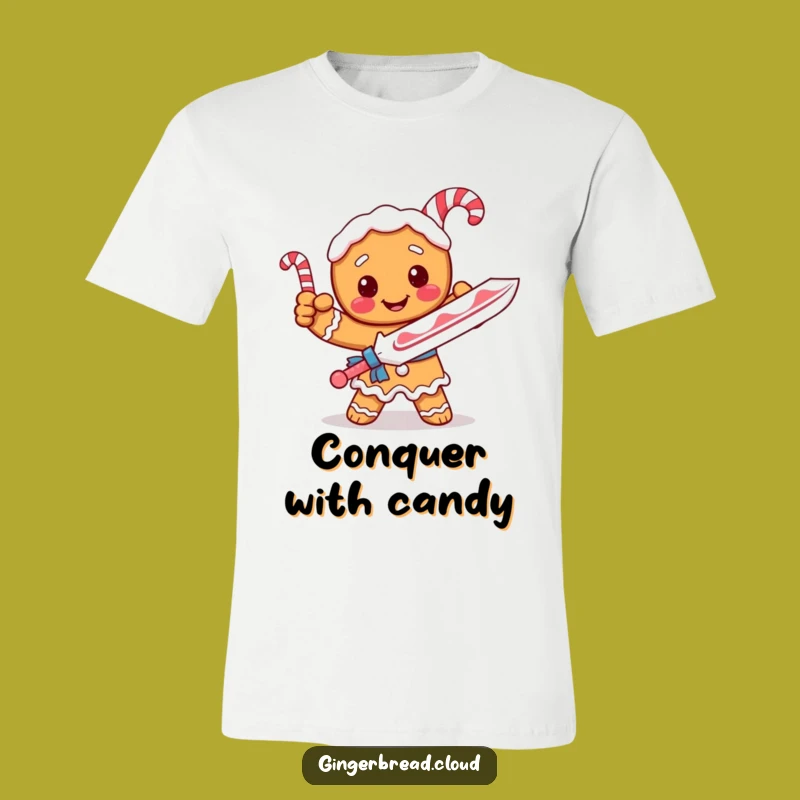 Funny Gingerbread Knight Candy Cane Sword T-Shirt - Epic Adventure Tee