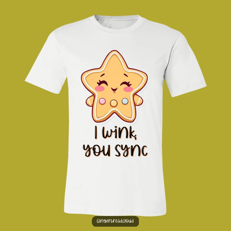 Funny Gingerbread Star T-Shirt: Winking & Twinkling for a Hilarious Look Gift