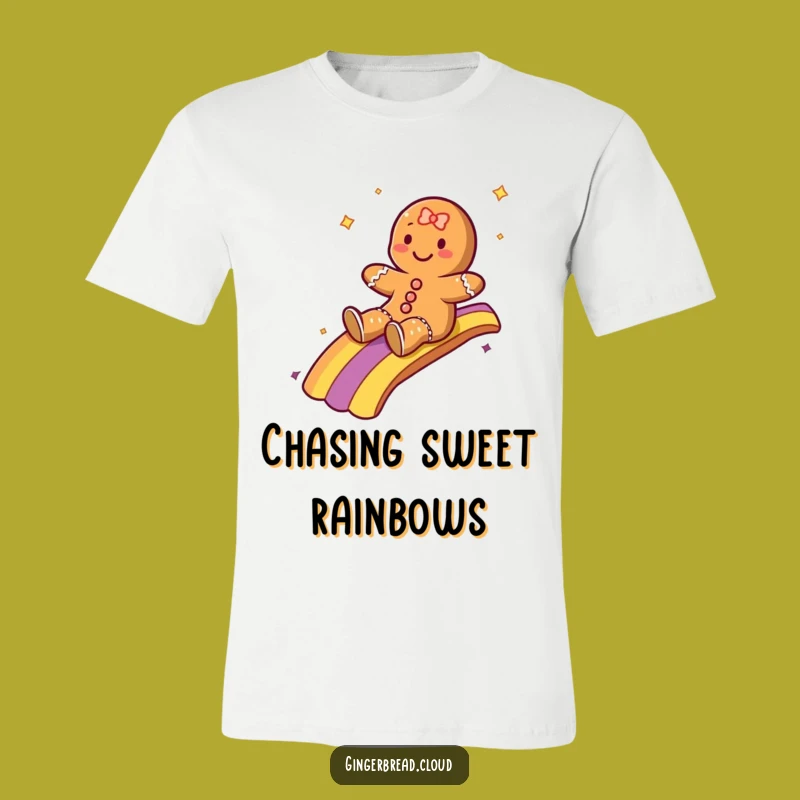 Funny Rainbow Sliding Gingerbread T-Shirt - Ride the Fun Wave