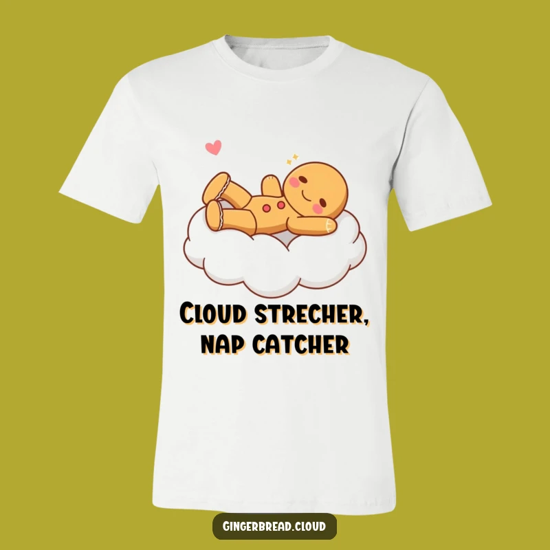 Funny Stretching Gingerbread Cloud T-Shirt - Relaxed Character Tee Gift!