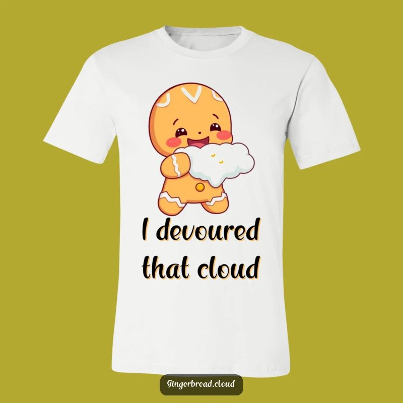 Cheerful Gingerbread Cloud Bite T-Shirt: Happy Cookie Tee - Fun Gift
