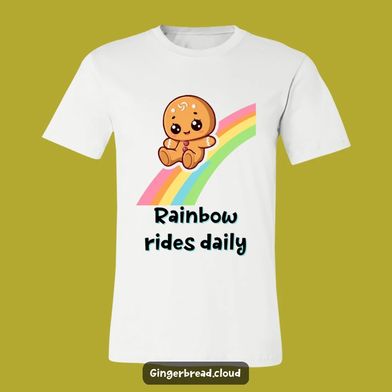 Funny Gingerbread Rainbow Slide T-Shirt: Cheerful Character, Joyful Fun, Great Funny Gift