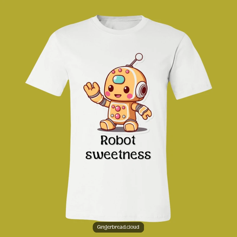 Funny Gingerbread Robot T-Shirt - Sugary Antenna Wave Design