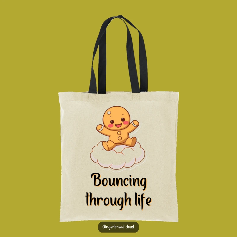 Funny Bouncing Gingerbread Tote Bag - Energetic Cloud Carryall!