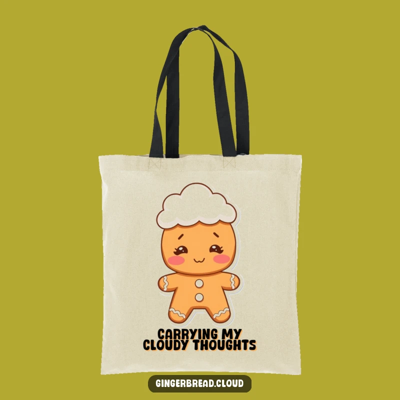 Funny Gingerbread Face Tote Bag: Chic Cloud Hat Cookie Carryall - Fun Gift