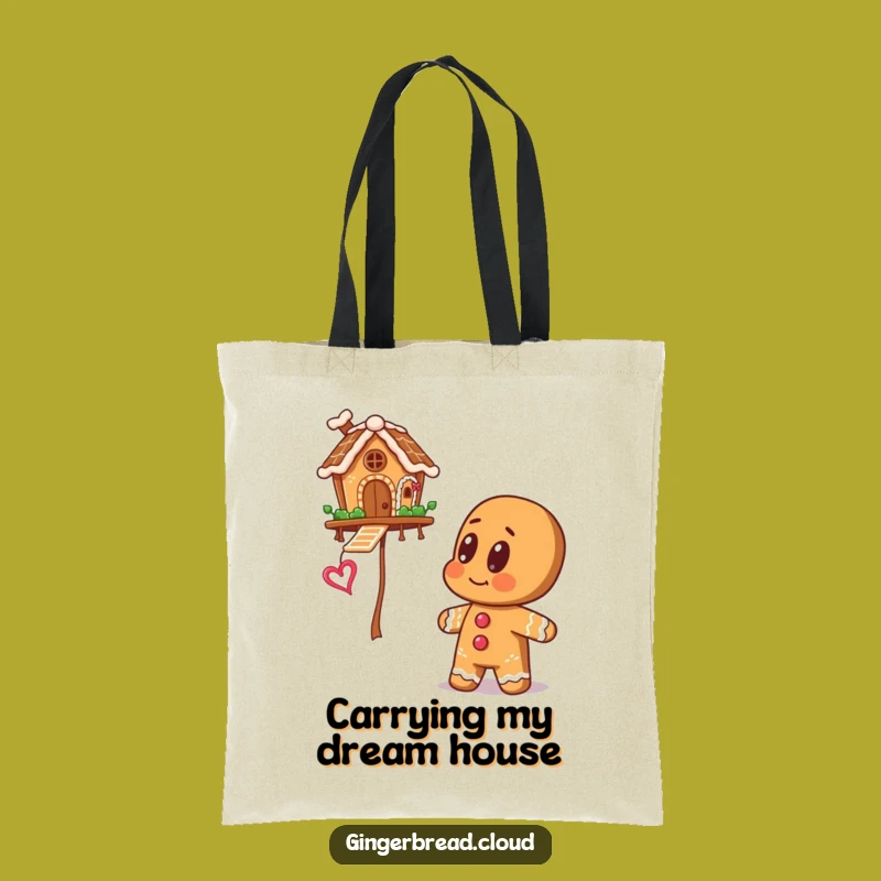 Big Eyes Gingerbread Tote Bag: Floating House Carryall - Fun Gift