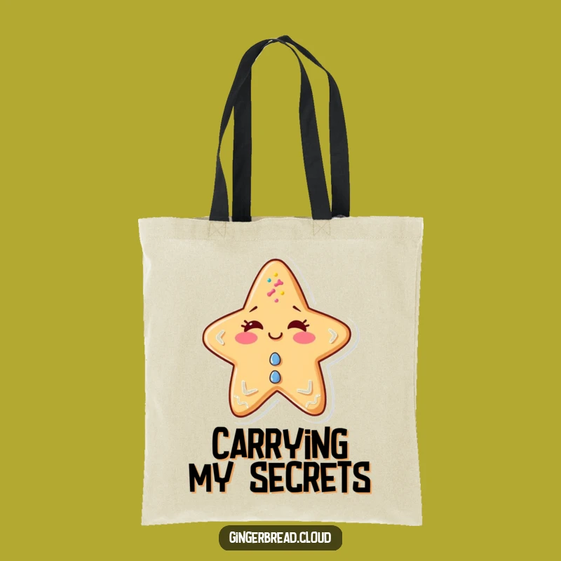 Funny Winking Gingerbread Star Tote Bag: Carry Your Merriment