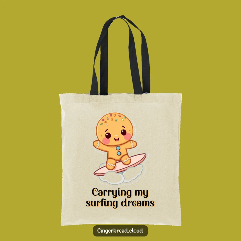 Funny Gingerbread Cookie Tote Bag: Cloud Surfer Carryall, a Sweet Funny Gift