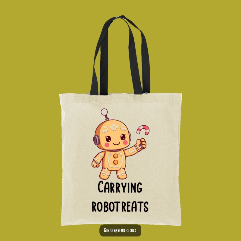 Funny Gingerbread Robot Tote Bag - Carry Your Tech and Treats Gift
