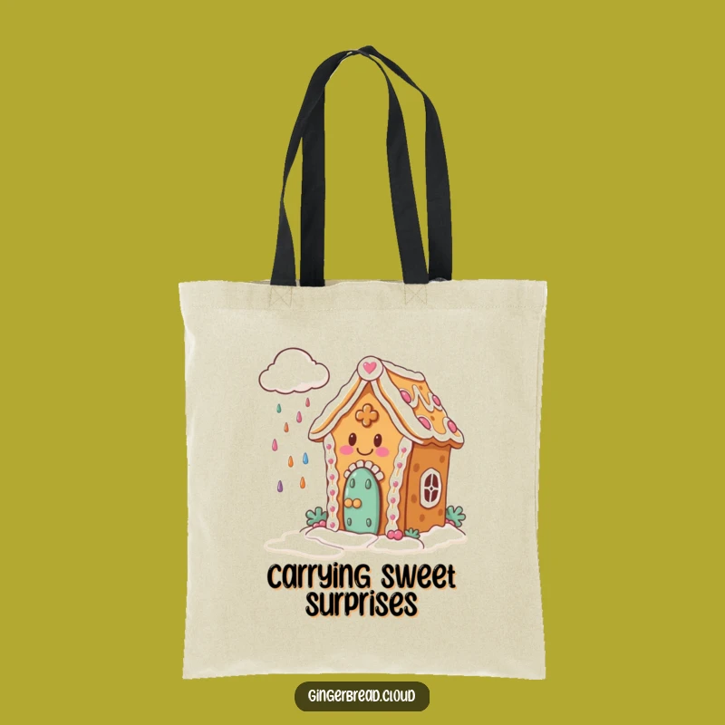 Funny Gingerbread House Tote Bag: Candy Rain Design - Chic & Hilarious Gift!