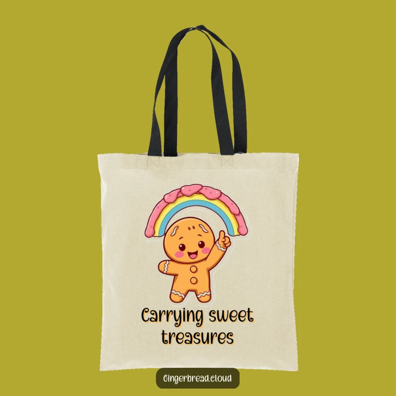 Excited Gingerbread Rainbow Tote Bag: Icing Art Carryall - Fun Gift