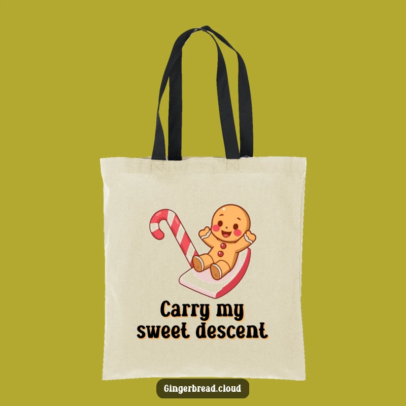 Funny Gingerbread Cookie Candy Cane Slide Tote Bag - Eco-Friendly Gift