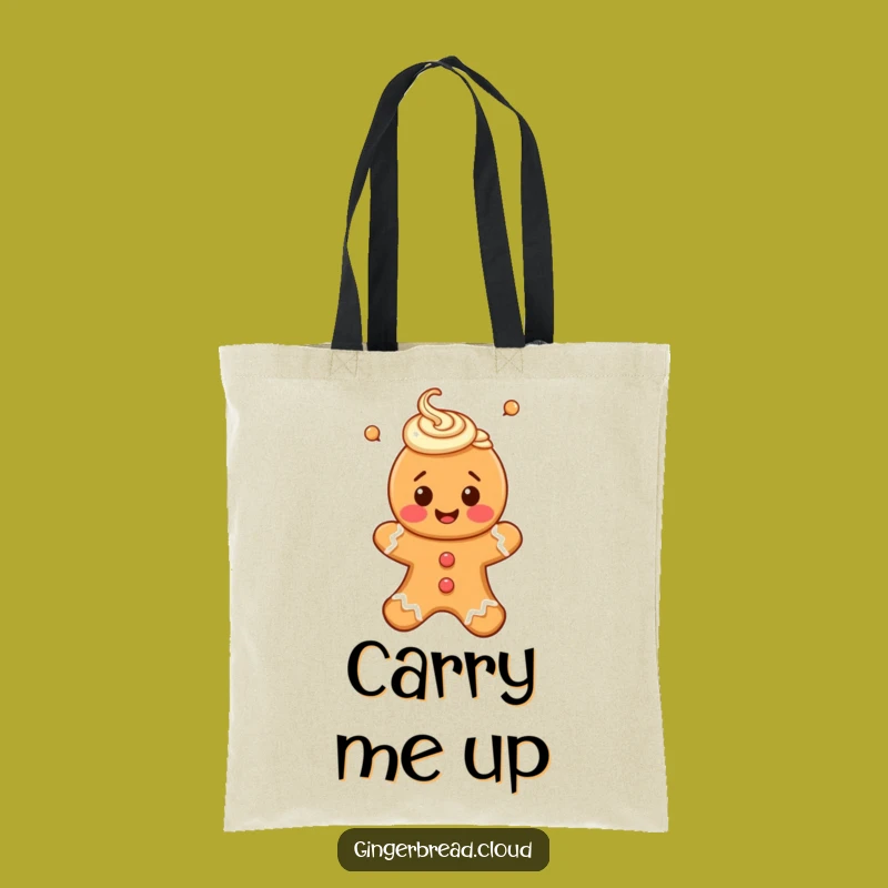 Funny Gingerbread Person Tote Bag - Carry Upward Joy & Swirls