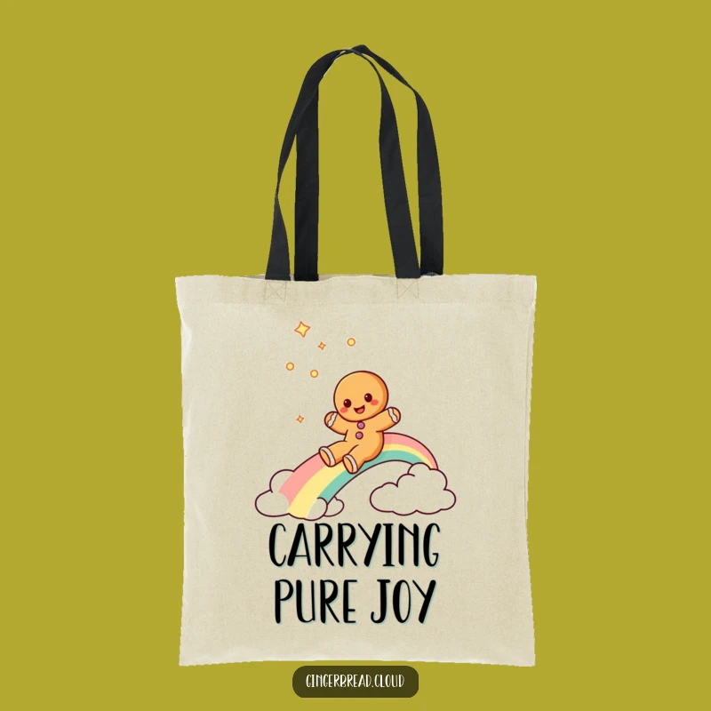 Funny Gingerbread Rainbow Tote Bag: Joyful Slide Art, Perfect Humorous Gift