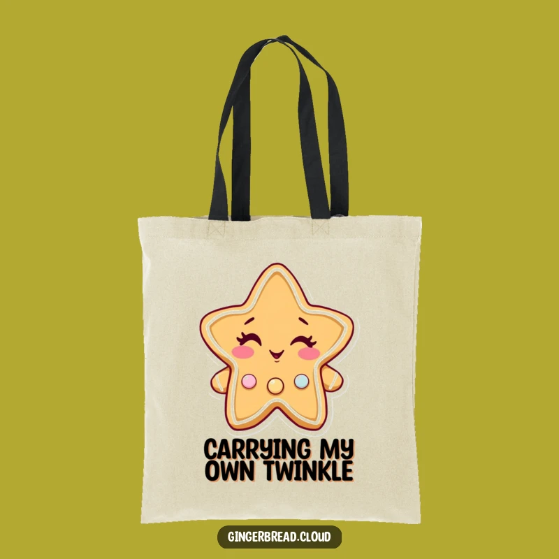 Funny Gingerbread Star Tote Bag: Winky Charm & Twinkling Treasures Holder Gift