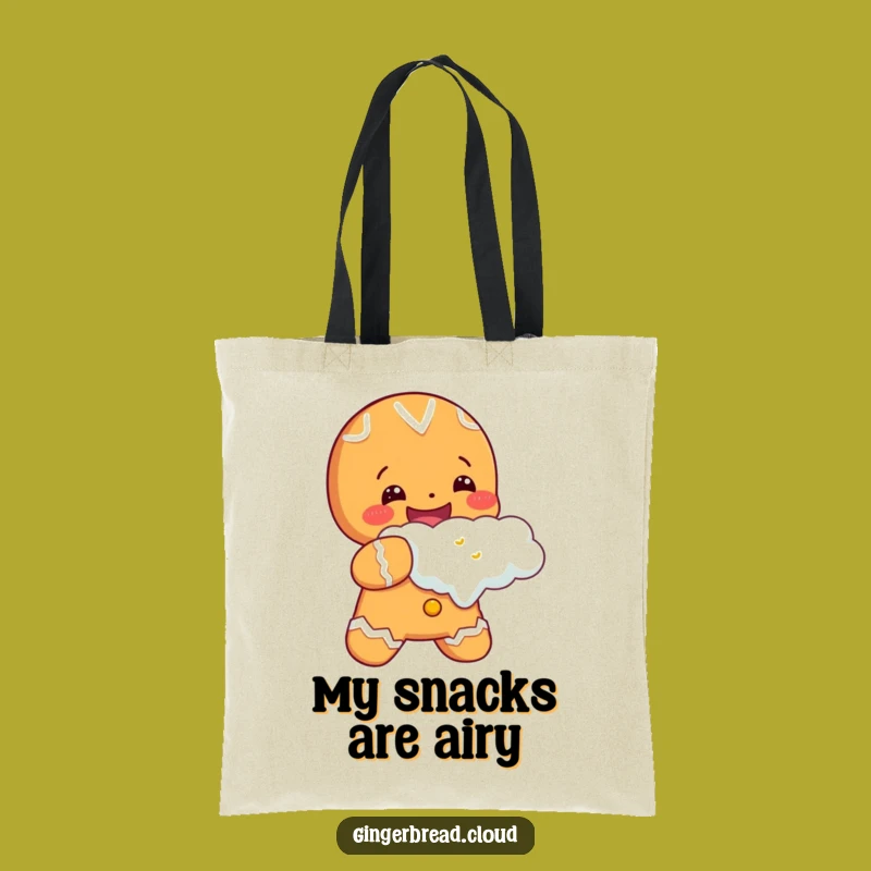 Cheerful Gingerbread Cloud Bite Tote Bag: Happy Cookie Carryall - Fun Gift