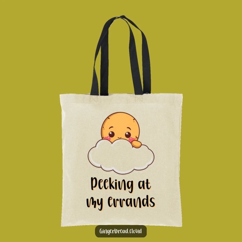 Funny Gingerbread Cloud Peek Tote Bag - Cute Reusable Character Bag!