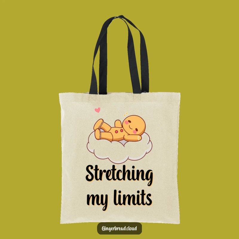 Funny Stretching Gingerbread Tote Bag - Joyful Cloud Character Carryall!