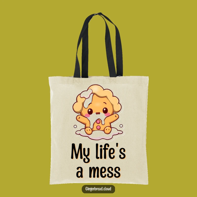 Stylish Funny Gingerbread Cloud Tote Bag: Surprised Spill, Carryall Gift