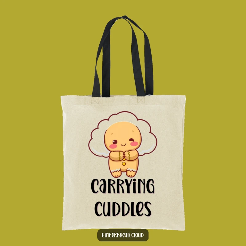 Stylish Funny Gingerbread Cloud Tote Bag: Warm Hug, Carryall Gift