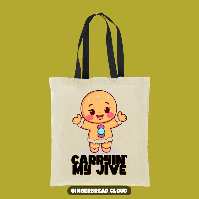 Stylish Funny Gingerbread Dancer Tote Bag: Candy Buttons, Carryall Gift